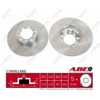 ABE C3M001ABE - Jeu de 2 disques de frein avant