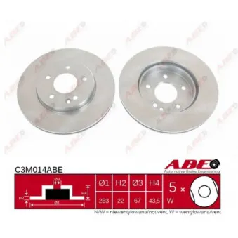 ABE C3M014ABE - Jeu de 2 disques de frein avant