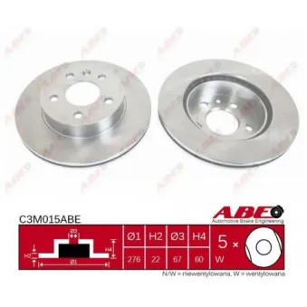 ABE C3M015ABE - Jeu de 2 disques de frein avant