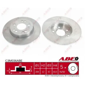 ABE C3M036ABE - Jeu de 2 disques de frein avant