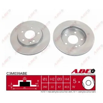 ABE C3M039ABE - Jeu de 2 disques de frein avant