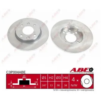 ABE C3P004ABE - Jeu de 2 disques de frein avant