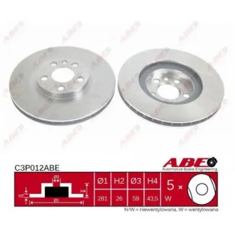 ABE C3P012ABE - Jeu de 2 disques de frein avant