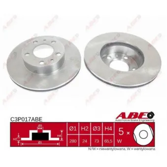 ABE C3P017ABE - Jeu de 2 disques de frein avant