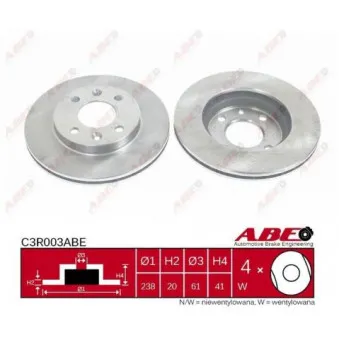 ABE C3R003ABE - Jeu de 2 disques de frein avant