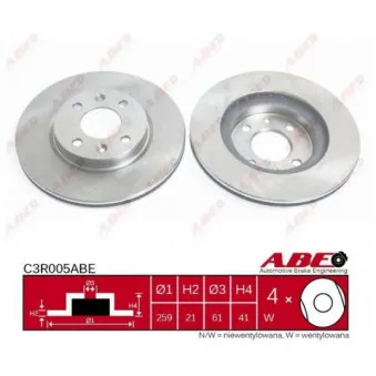 ABE C3R005ABE - Jeu de 2 disques de frein avant