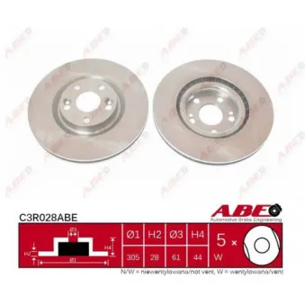 ABE C3R028ABE - Jeu de 2 disques de frein avant