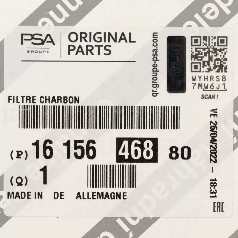 Filtre, air de l'habitacle OE 1615646880 - Visuel 2