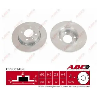 ABE C3S001ABE - Jeu de 2 disques de frein avant