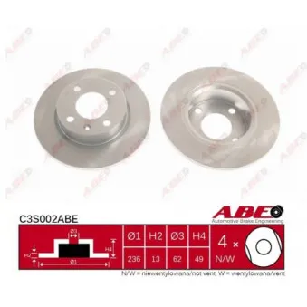 ABE C3S002ABE - Jeu de 2 disques de frein avant