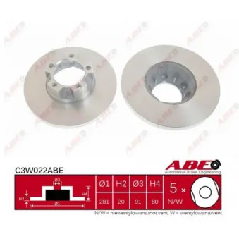 ABE C3W022ABE - Jeu de 2 disques de frein avant