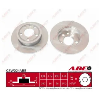 ABE C3W024ABE - Jeu de 2 disques de frein arrière