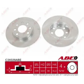 ABE C3X028ABE - Jeu de 2 disques de frein avant