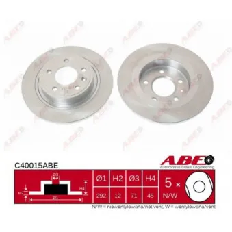 ABE C40015ABE - Jeu de 2 disques de frein arrière