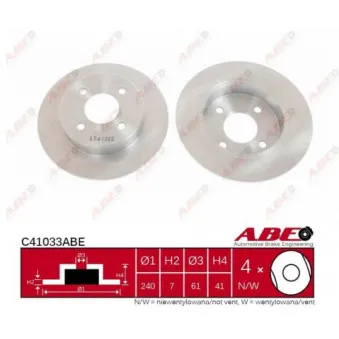 ABE C41033ABE - Jeu de 2 disques de frein arrière