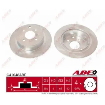 ABE C41048ABE - Jeu de 2 disques de frein arrière