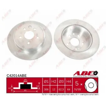 ABE C42014ABE - Jeu de 2 disques de frein arrière
