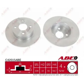 ABE C42015ABE - Jeu de 2 disques de frein arrière