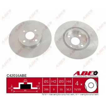 Jeu de 2 disques de frein arrière ABE C42016ABE