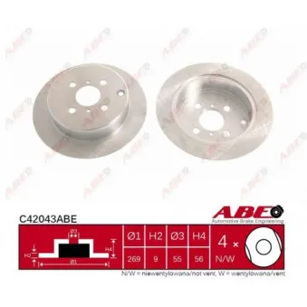 ABE C42043ABE - Jeu de 2 disques de frein arrière