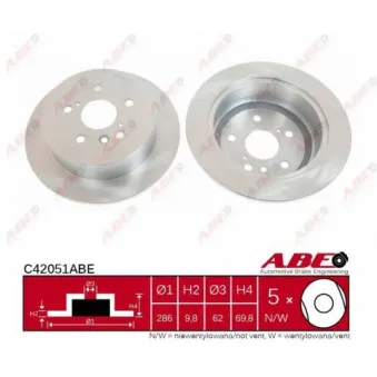 ABE C42051ABE - Jeu de 2 disques de frein arrière