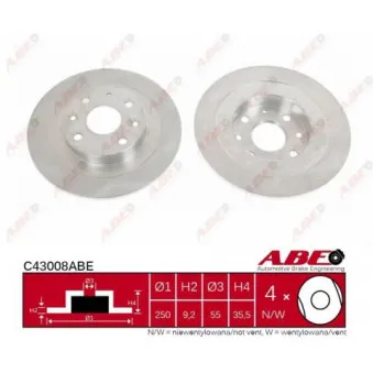 ABE C43008ABE - Jeu de 2 disques de frein arrière