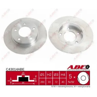 ABE C43014ABE - Jeu de 2 disques de frein arrière