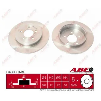ABE C43030ABE - Jeu de 2 disques de frein arrière