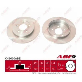 Jeu de 2 disques de frein arrière ABE OEM EF9126251A