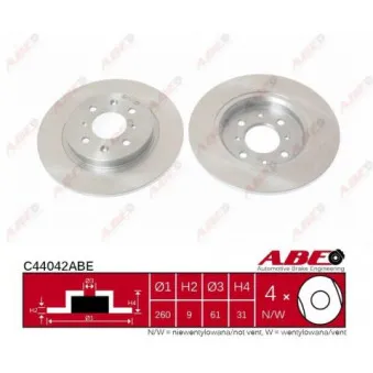 ABE C44042ABE - Jeu de 2 disques de frein arrière