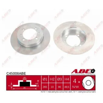 ABE C45008ABE - Jeu de 2 disques de frein arrière