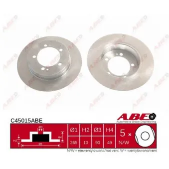 ABE C45015ABE - Jeu de 2 disques de frein arrière