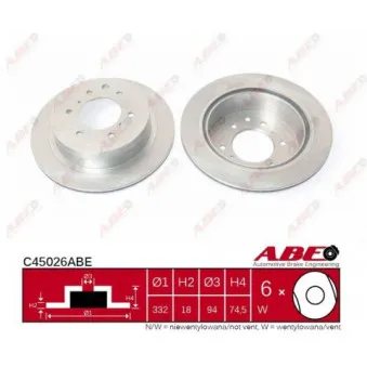 ABE C45026ABE - Jeu de 2 disques de frein arrière