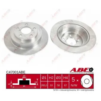 ABE C47001ABE - Jeu de 2 disques de frein arrière