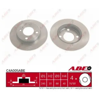 ABE C4A005ABE - Jeu de 2 disques de frein arrière