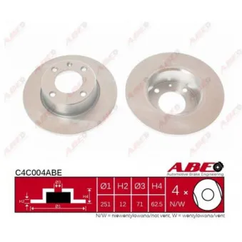 ABE C4C004ABE - Jeu de 2 disques de frein arrière