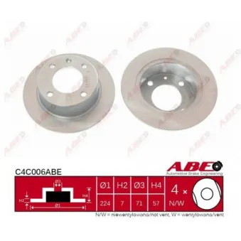 ABE C4C006ABE - Jeu de 2 disques de frein arrière