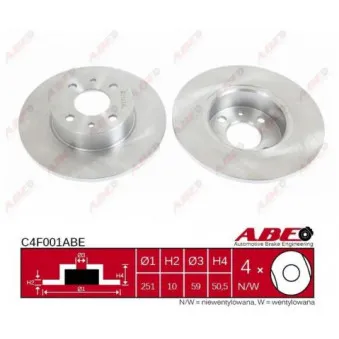 ABE C4F001ABE - Jeu de 2 disques de frein arrière
