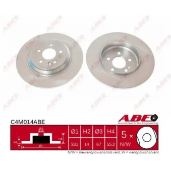 ABE C4M014ABE - Jeu de 2 disques de frein arrière