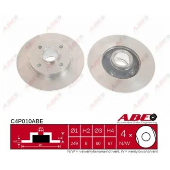 ABE C4P010ABE - Jeu de 2 disques de frein arrière