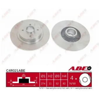 ABE C4R021ABE - Jeu de 2 disques de frein arrière