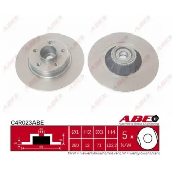 ABE C4R023ABE - Jeu de 2 disques de frein arrière