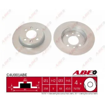 ABE C4U001ABE - Jeu de 2 disques de frein arrière
