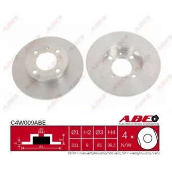 ABE C4W009ABE - Jeu de 2 disques de frein arrière