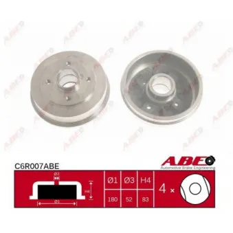 ABE C6R007ABE - Tambour de frein