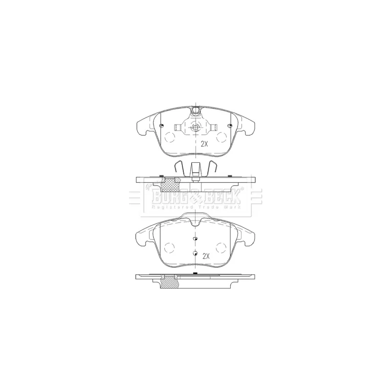 Jeu de 4 plaquettes de frein avant BORG & BECK BBP2556 - Visuel 1