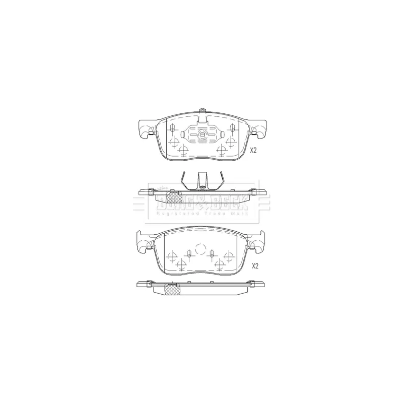 Jeu de 4 plaquettes de frein avant BORG & BECK BBP2634 - Visuel 1