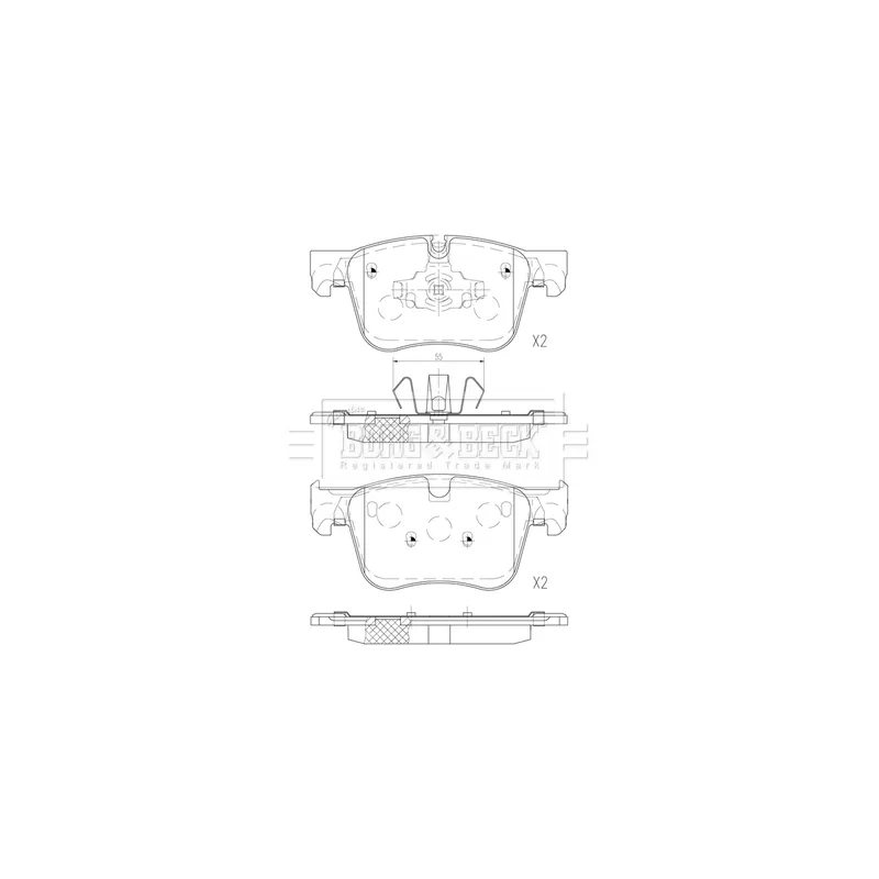 Jeu de 4 plaquettes de frein avant BORG & BECK BBP2822 - Visuel 1