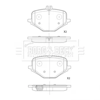 Jeu de 4 plaquettes de frein arrière BORG & BECK BBP2888