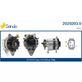 Alternateur SANDO 2020203.0 pour ISUZU MIDI 2.0 4WD - 83cv